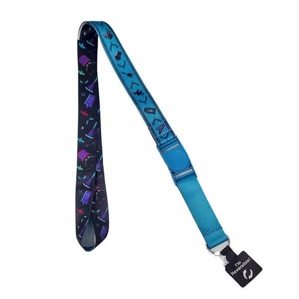 Disney Reversible Pin Lanyard - Haunted Mansion Hatbox Ghost And Icons