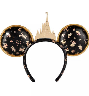 Disney Black And Gold Velvet Felt Studded Minnie Mouse Ears Ear