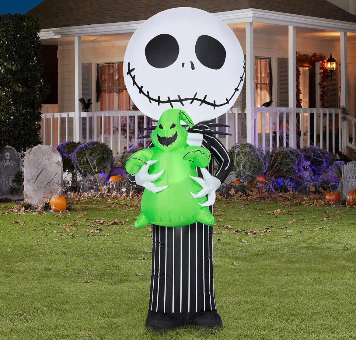 Halloween Jack Skellington Inflatable - 5ft Jack Skellington With Oogi ...