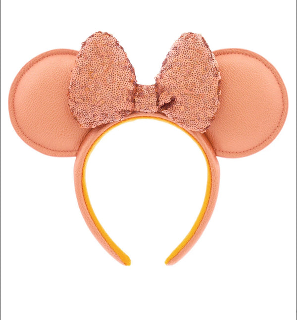 Disney Minnie Mouse Orange Peach Punch Sequin Ears Headband for Adults