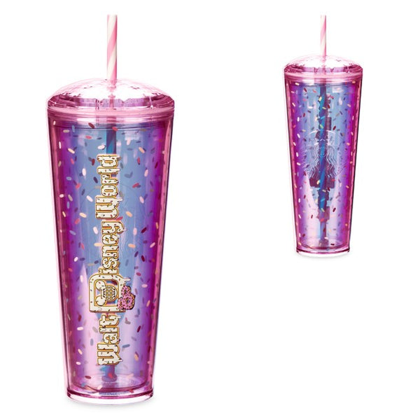 Disney Eats Walt Disney World Donut Sprinkles Pink Starbucks Tumbler with Straw