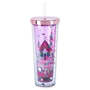 Disney Parks Tumbler Cup with Straw - Fantasyland Castle with Glitter