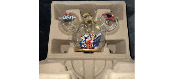 Disney Cruise Line Wish Captain Mickey & Minnie Glass DCL Christmas Ornament