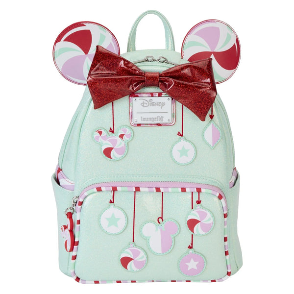 Disney Loungefly Minnie Mouse Holiday Peppermint Ornaments Mini Backpack