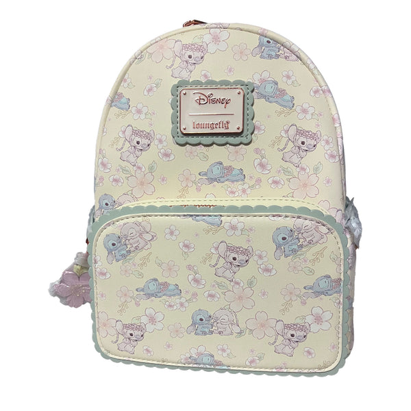 Loungefly Disney Stitch & Angel Cherry Blossom All-Over Print Mini Backpack